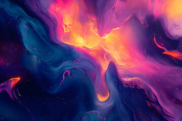 Poster - Vibrant abstract painting of swirling colors.