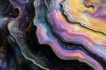 Poster - Detailed abstract design with swirling layers of color and glitter.
