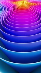 Fototapete - 3D motion rendering of an abstract vertical background of smooth lines of multi-color spline waves that move in a loop in a 4K 60fps resolution.