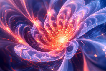 Poster - Vibrant digital floral design with glowing center.
