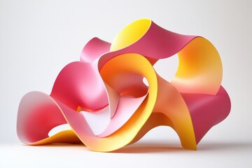 Poster - Colorful pink and yellow abstract shapes swirling in dynamic motion capturing playful energy and creativity, pink and yellow shapes moving