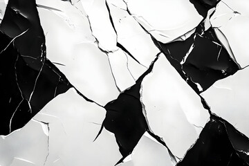Poster - Abstract fractured black and white surface texture.