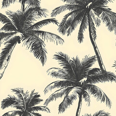 Poster - Elegant palm tree design on a light beige background.