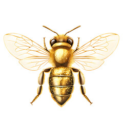 Fototapete - Golden Bee Pollination Icon on White Background