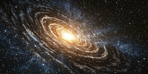comic-style galactic spiral, central light gradually brightening