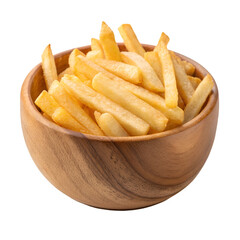 Fototapete - French Fries on wooden bowl isolated on white background