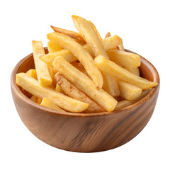Fototapete - French Fries on wooden bowl isolated on white background