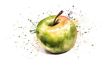 Poster - Vibrant illustration of a green  with watercolor splashes.