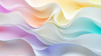 Poster - Abstract pastel waves soft pink, peach, off-white and lavender background texture, Intricate 3D background close-up emphasizing texture and depth, Colorful waves of a dynamic abstract pattern.
