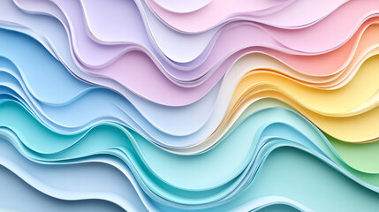 Poster - Abstract pastel waves soft pink, peach, off-white and lavender background texture, Intricate 3D background close-up emphasizing texture and depth, Colorful waves of a dynamic abstract pattern.