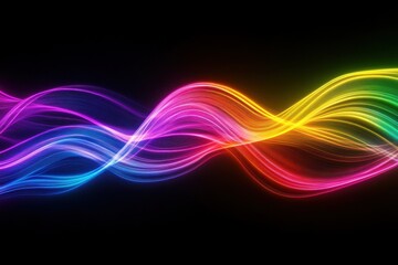 Poster - Waves of futuristic colors illuminate with vibrant neon light in a mesmerizing display, waves of futuristic colors, neon light forms a beautiful wave for background purposes