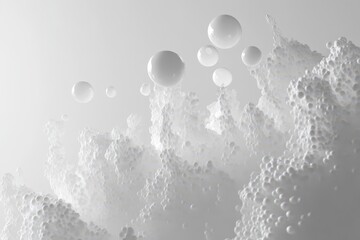 Poster - Bubbles rise and expand in a tranquil, abstract environment filled with texture and depth, able 3D of a bubbles rising upwards and expanding With alpha channel
