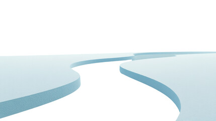 Poster - Minimalist Design of Winding Light Blue Platforms on White Background