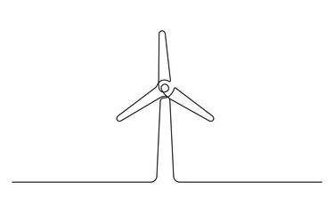 Leinwandbilder - Wind Turbine Continuous Line Icon. Hilly landscape with wind farm turbines energy continuous one line icon drawing. Renewable source green energy concept vector illustration.