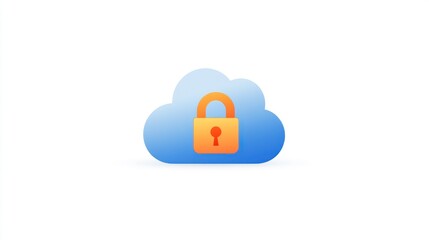Poster - Cloud security padlock in blue cloud data protection concept