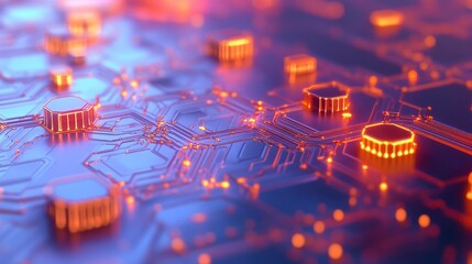 Aufkleber - Abstract circuit board, glowing components
