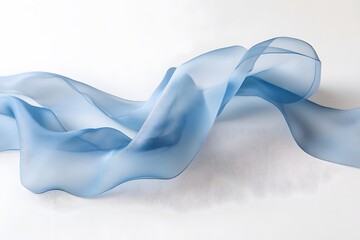 Poster - Delicate blue fabric flowing gracefully against a clean white background for design elements