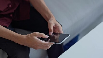 Fototapete - Businessman typing hands and phone internet for social media