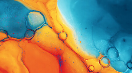 Aufkleber - A close, up of a vibrant blue and orange background