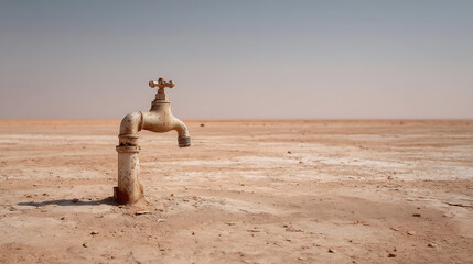 Aufkleber - A water faucet in the middle of a desert