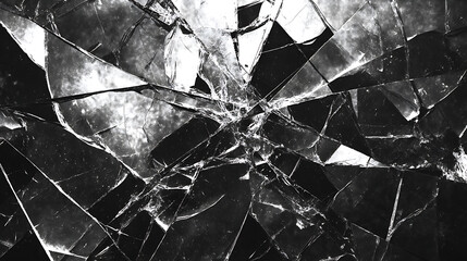 Aufkleber - Abstract black and white shattered glass texture