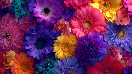 Poster - Abstract colorful spring flowers as wallpaper background