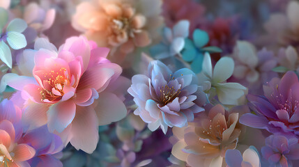 Poster - Abstract colorful spring flowers as wallpaper background