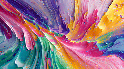 Aufkleber - Abstract fluid paint drip swirl art, colorful bursts of watercolor on wallpaper background, pattern texture