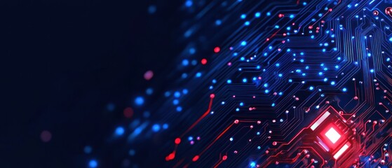 Poster - Glowing circuit board abstract technology background image