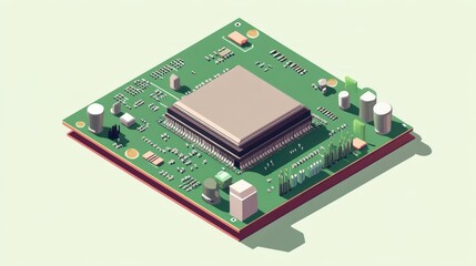 Aufkleber - Isometric circuit board with central processor