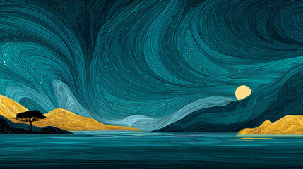 Aufkleber - Abstract nature landscape wallpaper background illustration