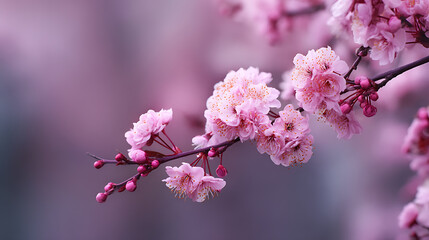 Poster - Abstract pink cherry blossom tree in spring as panorama header