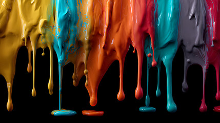 Poster - Colorful wet paint splashes dripping down as abstract illustration