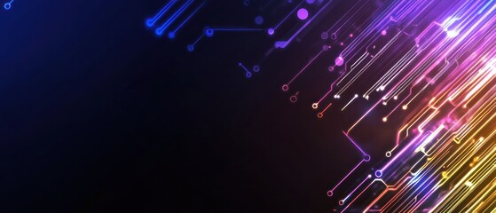 Poster - Glowing circuit lines abstract technology background