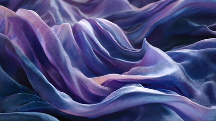 Aufkleber - An artistic background featuring a silk fabric, like texture and a 3d wave pattern in shades of purple, blue, and indigo