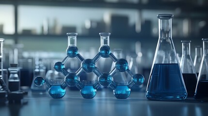 Poster - Scientific glassware display of chemical compounds.