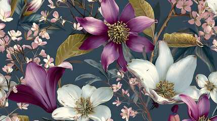 Poster - Organic floral wallpaper background design illustration
