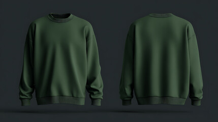 Aufkleber - Forest green cotton sweatshirt mock, up front and back view