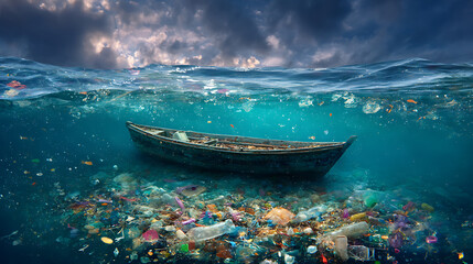 Poster - Biodegradation of the marine environment, plastic trash and other things drifting in the ocean