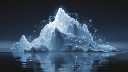 Aufkleber - Futuristic ice berg with digital network connections