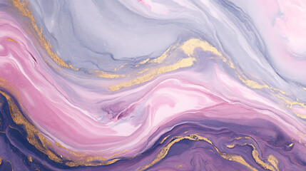 Aufkleber - Pastel color swirling watercolor background with gold streaks, marble stone texture grains, art abstract paint
