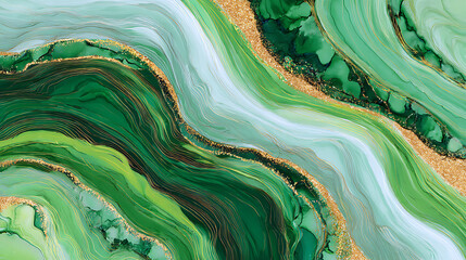 Poster - Green abstract background, marble texture, watercolor
