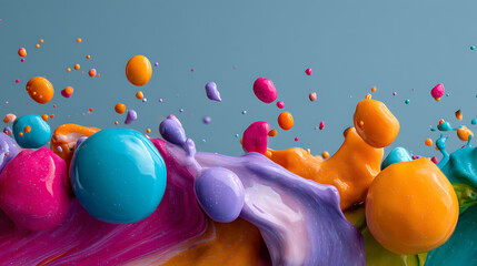 Poster - Colorful drops of paint splash as abstract background