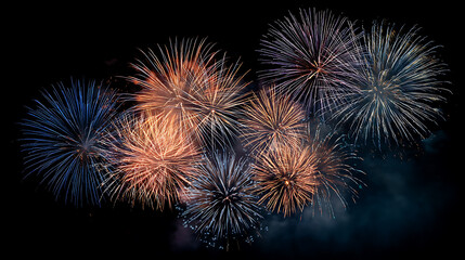 Poster - colorful fireworks on the 4th of july, festival celebration explosion, abstract firecrackers in the 