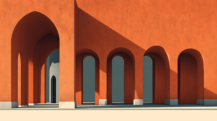 Aufkleber - Minimalist romanesque architecture as wallpaper background
