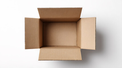 Poster - Top view open cardboard box on white background
