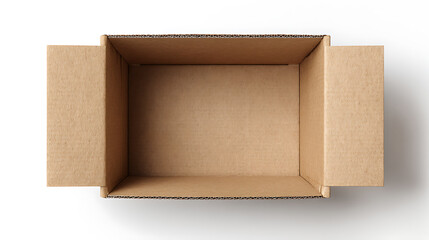 Poster - Top view open cardboard box on white background