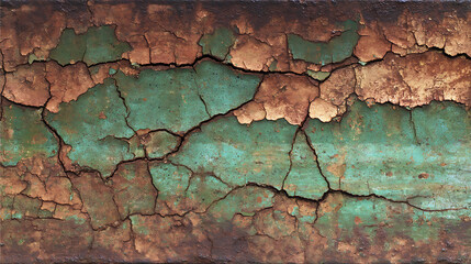 Aufkleber - Old grunge copper bronze rusty texture background, distressed cracked patina