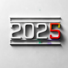 Aufkleber - A Striking Image of the Year 2025 on a White Surface with Vivid Colors and Modern Design Accents.
