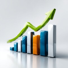 Poster - Financial Growth Chart with Ascending Green Arrow, Illustrating Business Success and Market Improvement.
